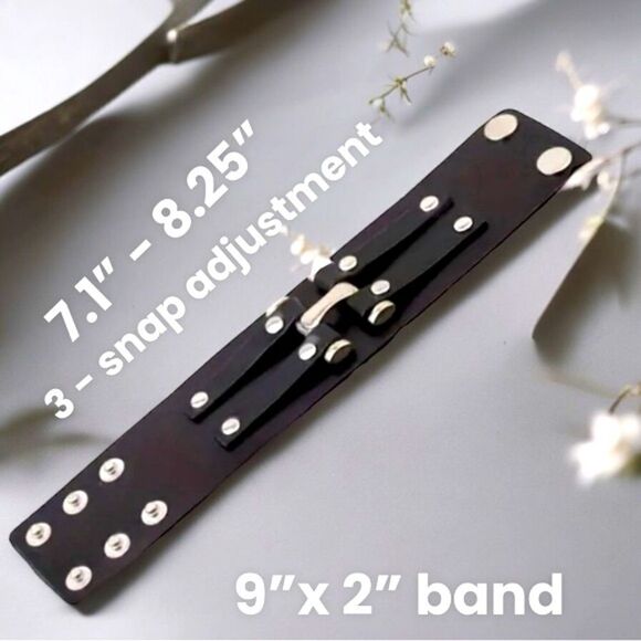 Men’s Accessories l Brown or Black Leather Bracelet, Wristband l Adjustable New - Picture 4 of 9